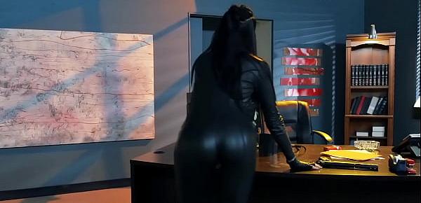  Busty assassin in black suit fucking
